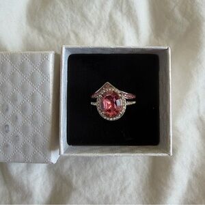 Radiant Pink and Silver Gemstone Ring